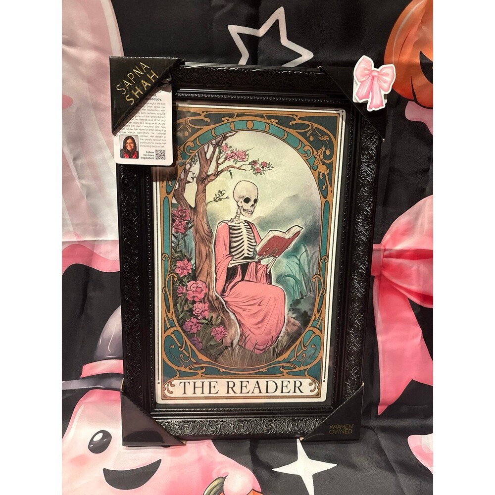 Viral Sapna Shah The Reader Skeleton Tarot Framed Wall Art